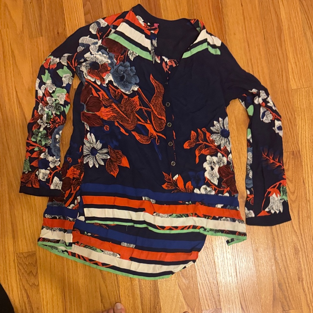 Plenty by Tracy Reese Navy and Orange Blouse